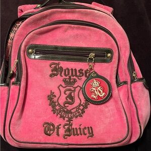 RARE VINTAGE JUICY COUTURE Y2K HOT PINK BACKPACK BAG. HARD TO FIND.
